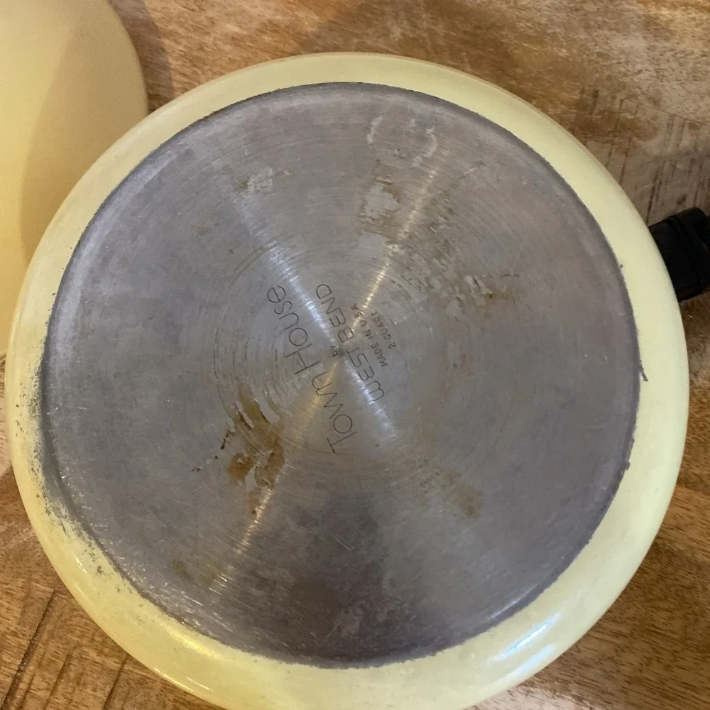 Vintage West Bend Country Side Yellow 2qt Saucepan And Lid EUC